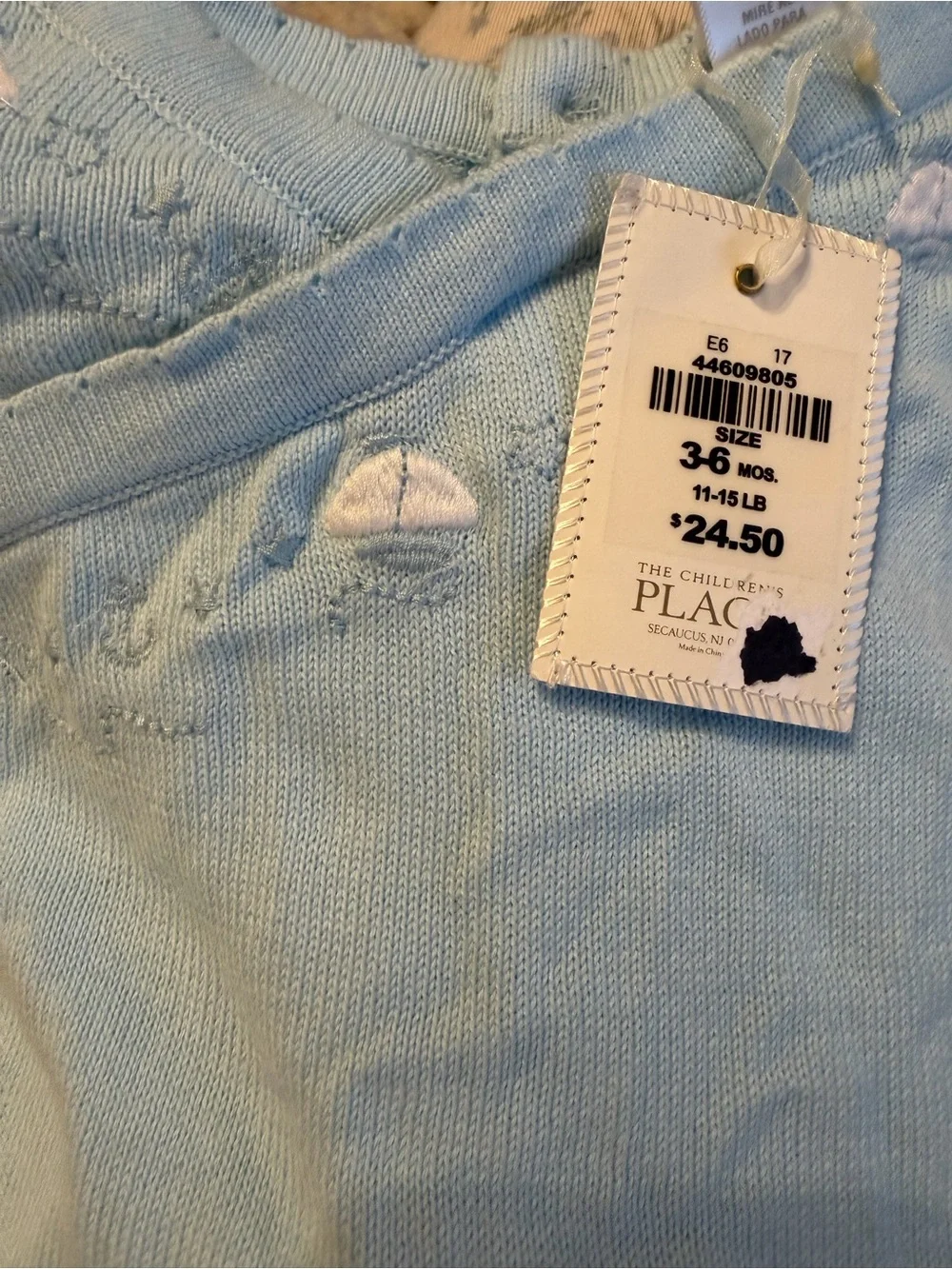 NWT The Children’s Place Classic Light Blue Knit Baby One-PieceRomper